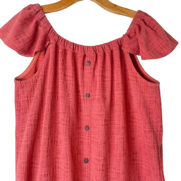 Madewell Texture & Thread Off-The-Shoulder Dress Burnt Orange Women's Medium - Picture 6 of 10